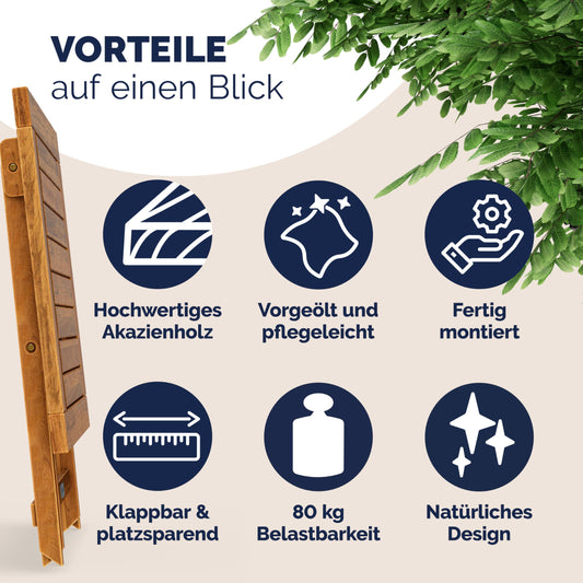 Casaria Beistelltisch Holz Klappbar Balkon 80kg