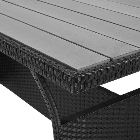 Casaria Polyrattan Ecklounge Set Schwarz WPC Tisch