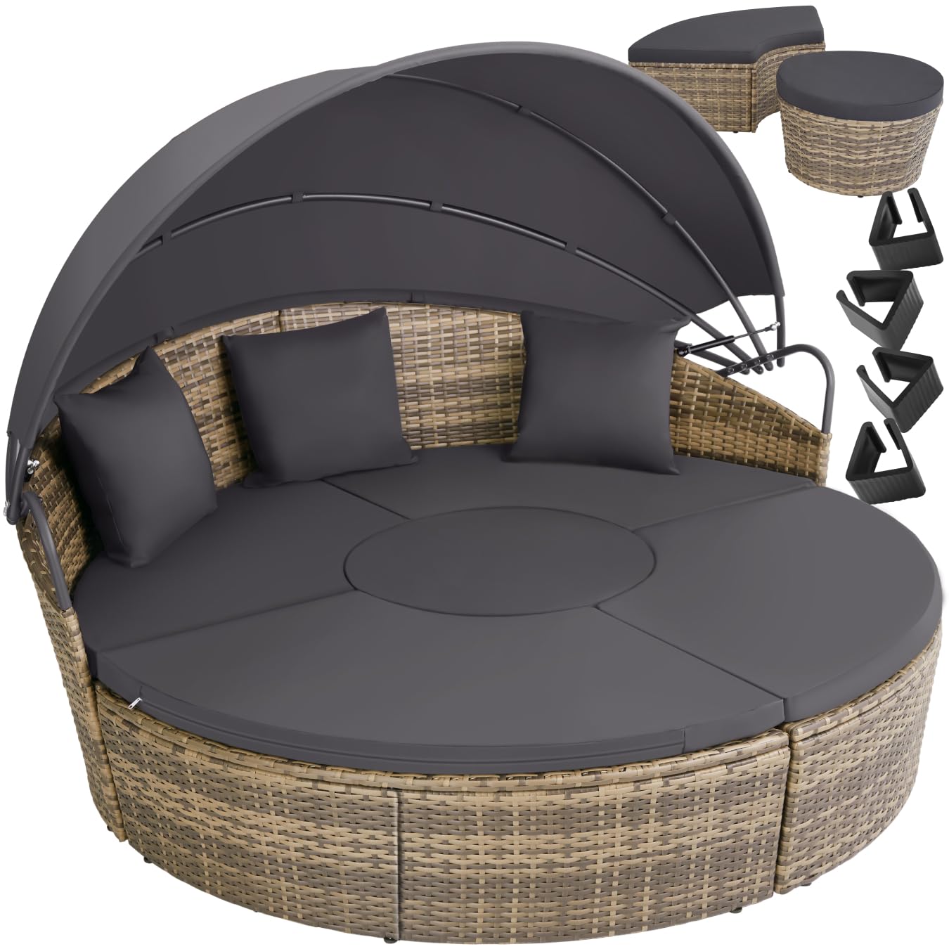 tectake Sonneninsel Muschel 2 Personen Gartenliege Natur