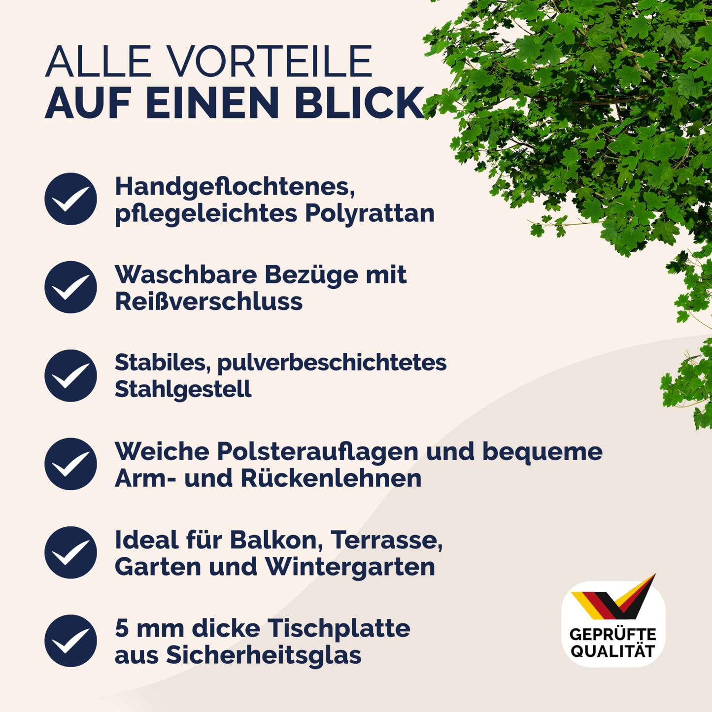 Casaria Gartenmöbel Set 4 Personen Polyrattan Creme