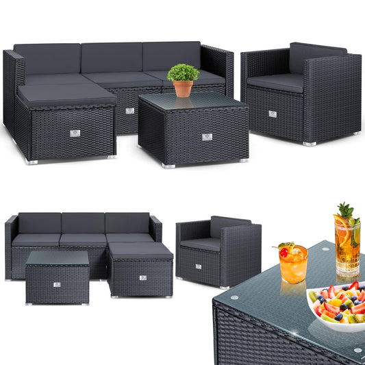 KESSER Polyrattan Lounge Aruba 4-5 Personen Anthrazit