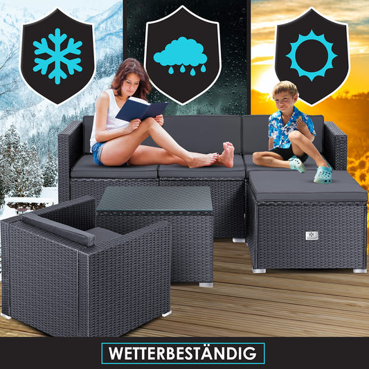 KESSER Polyrattan Lounge Aruba 4-5 Personen Anthrazit
