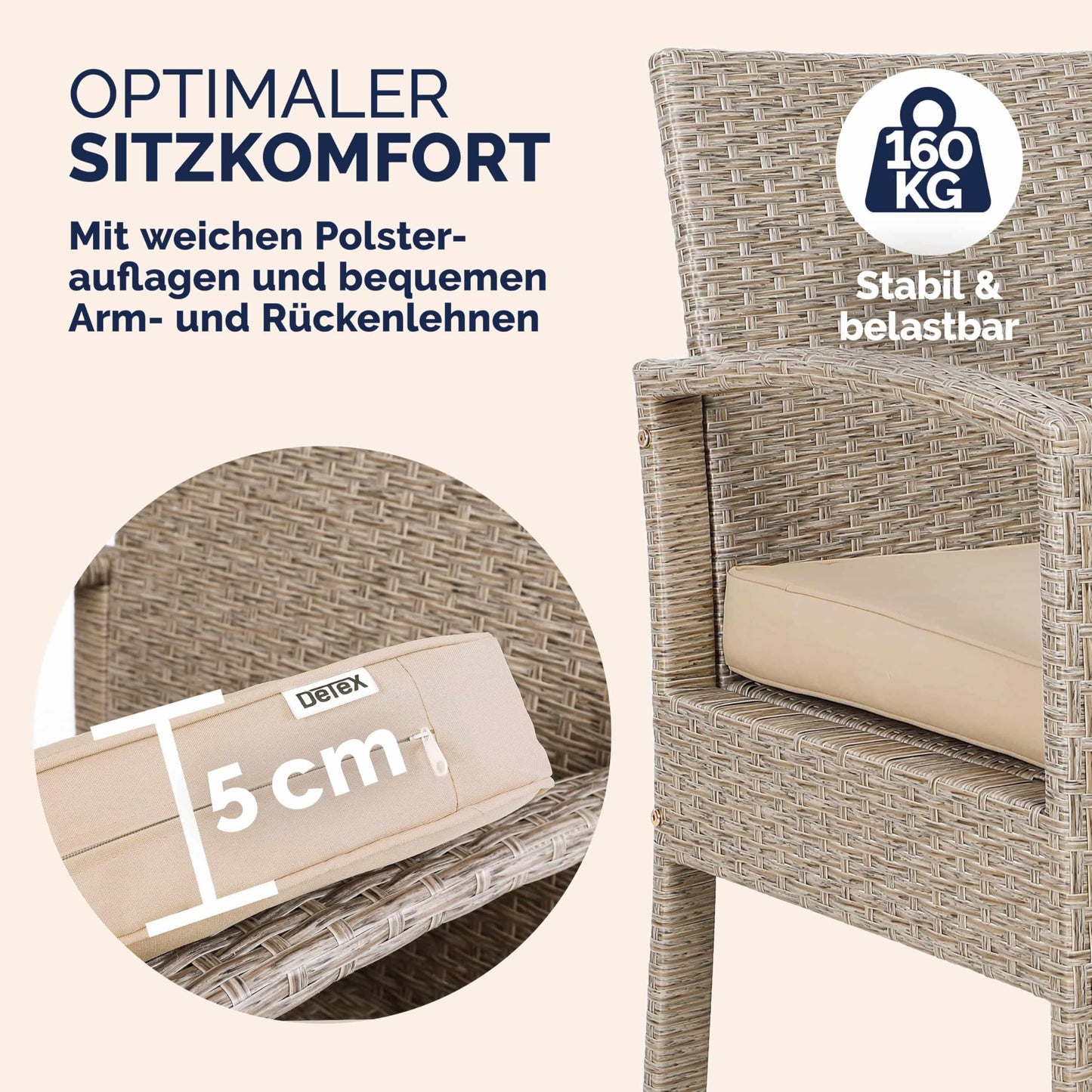 Casaria Gartenmöbel Set 4 Personen Polyrattan Creme
